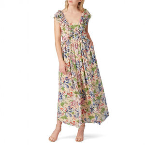Hofmann Copenhagen Catharina Dress Maxi Floral Ruffle $394 Size 36 | US 4 Small